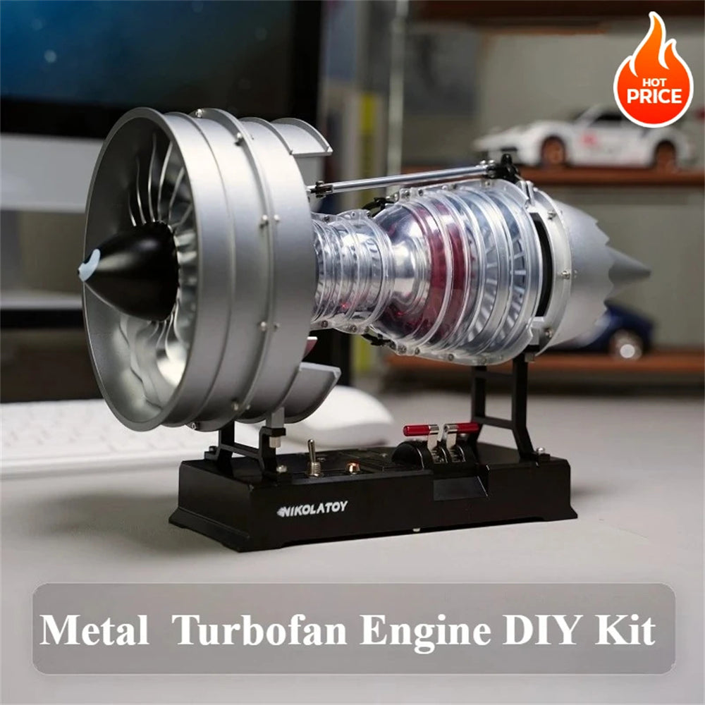Turbofan Engine Model Assembly Kit with Built-in Battery Magnet Creative Desktop Ornaments Physics Experiment Science Education Toys