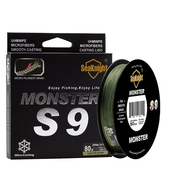 300M 9 Strands Braided Wire 20-100LB Fishing Line 9.1-45.4KG Green Smooth PE Line