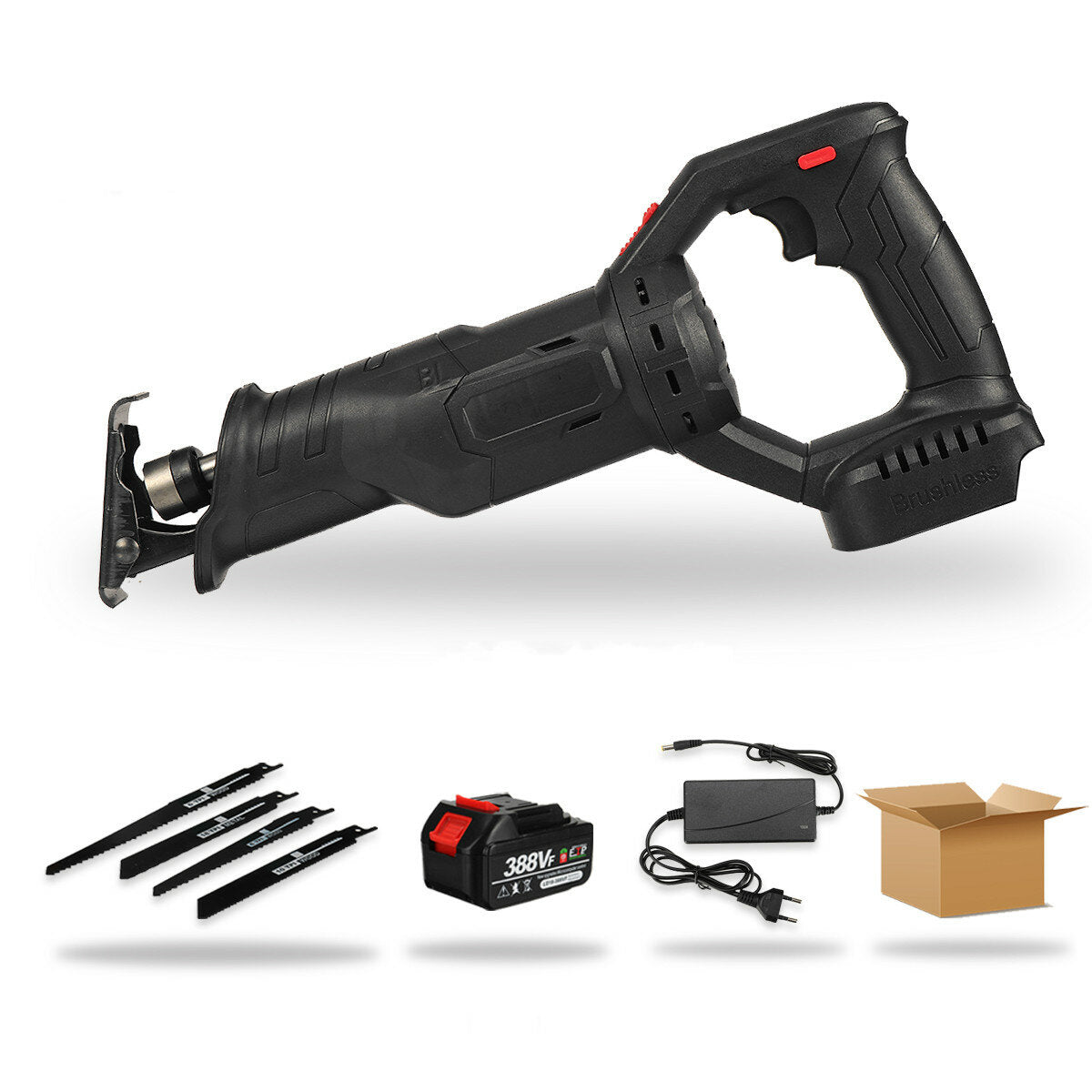 388VF Brushless Electric Reciprocating Saw Adjustable Three Orientations Modes Cutting Saw Portable Cordless Power Tools