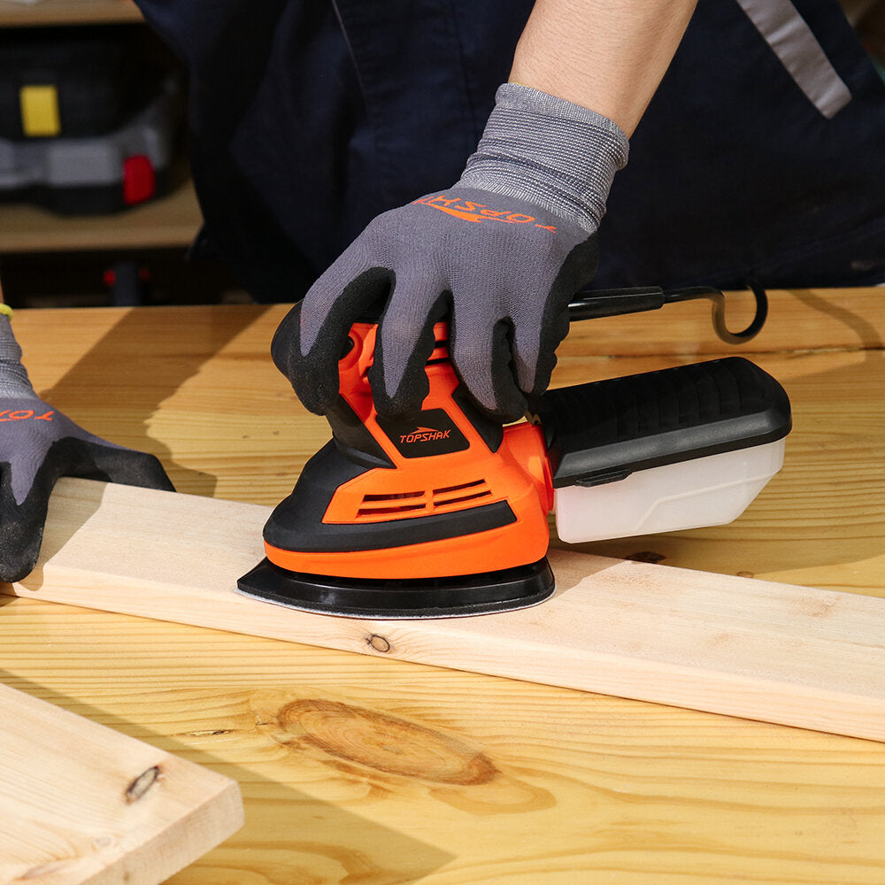 200W Mouse Detail Sander Small Sander with 12Pcs Sandpapers Dust Collection Box Hand Sander
