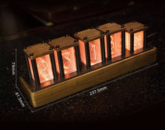LED RGB Pseudo Glow Tube Digital Clock Nordic Style Desktop Assembly Walnut Decoration