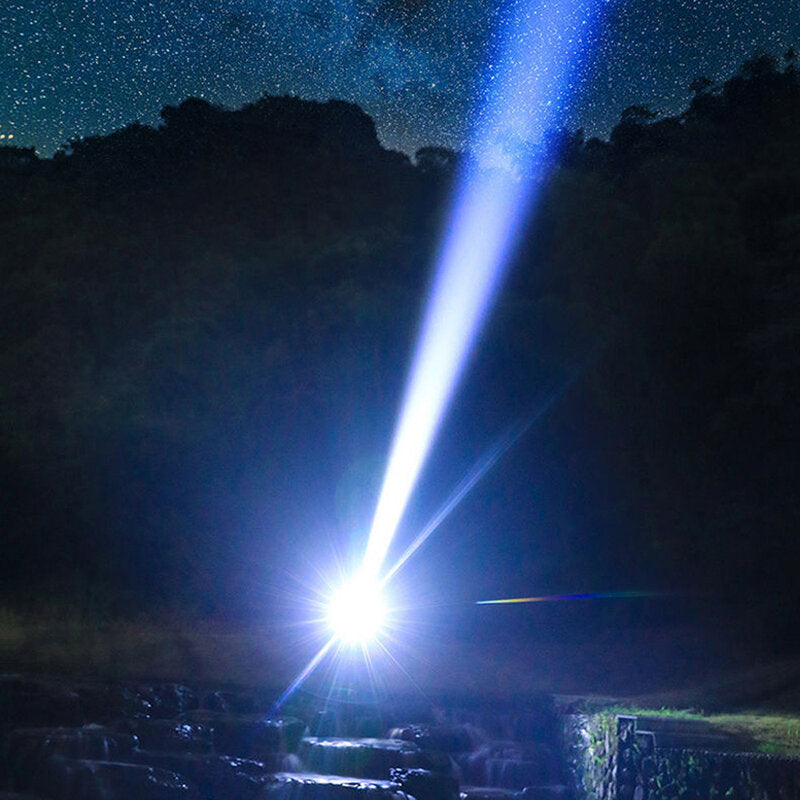Super Bright Type-C Rechargeable ABS Housing Flashlight with 18650 Battery COB Side Light 500m Long Range Powerful LED Torch Camping Lantern