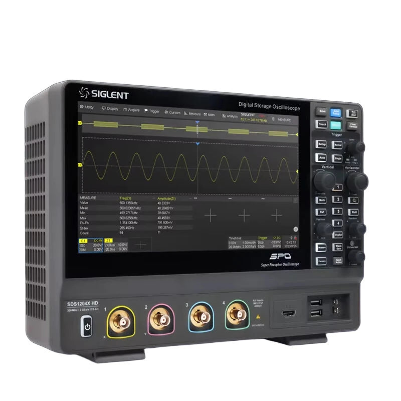 Oscilloscope 200MHz Bandwidth 4 Channels 2GSa/s Sampling Rate 12-bit High Resolution TFT-LCD Touch Screen