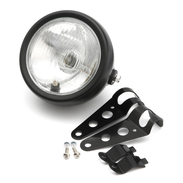 6.5 inch 12V Motorcycle Headlight Hi/lo Beam Matte Black Mount Bracket Cafe Racer For Honda