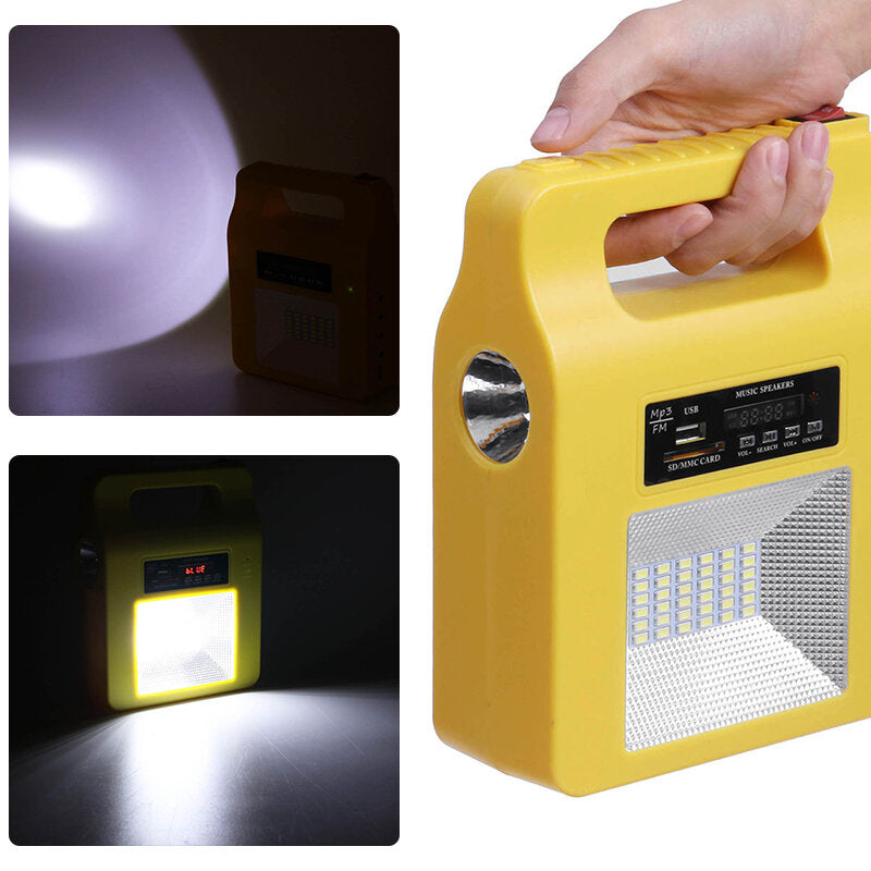 Portable bluetooth Solar Generator System Emergency LED Light Bulb Camping Radio Player+Remote Control