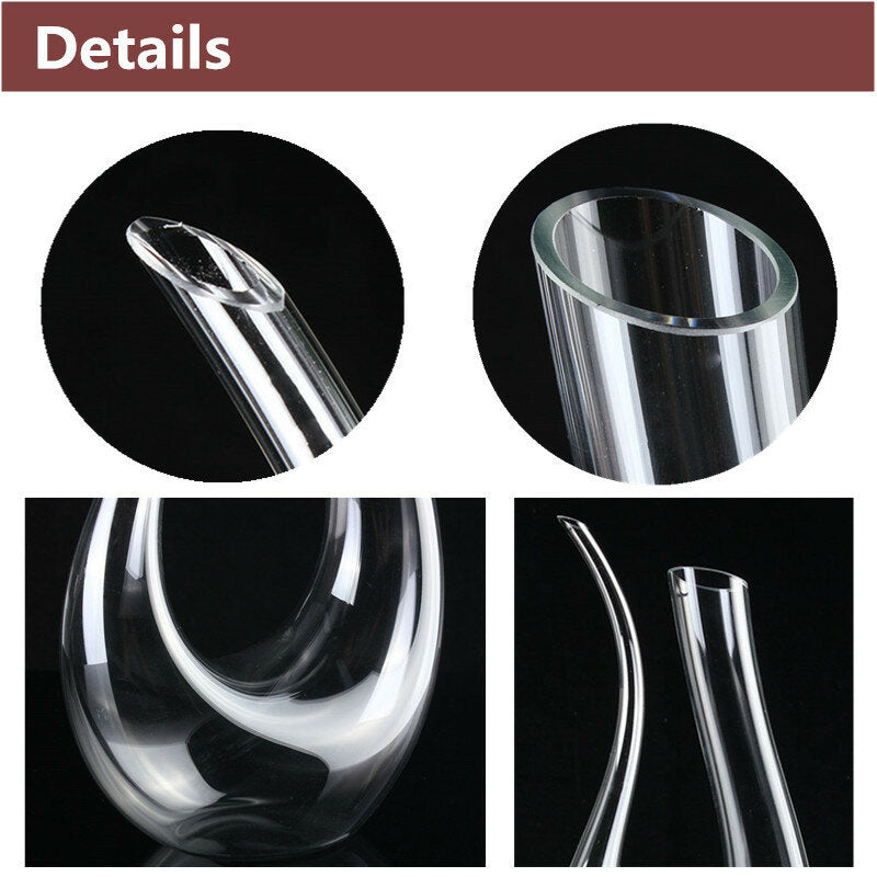 1200ml Luxurious Crystal Glass U-shaped Horn Wine Decanter Wine Pourer Red Wine Carafe Aerator