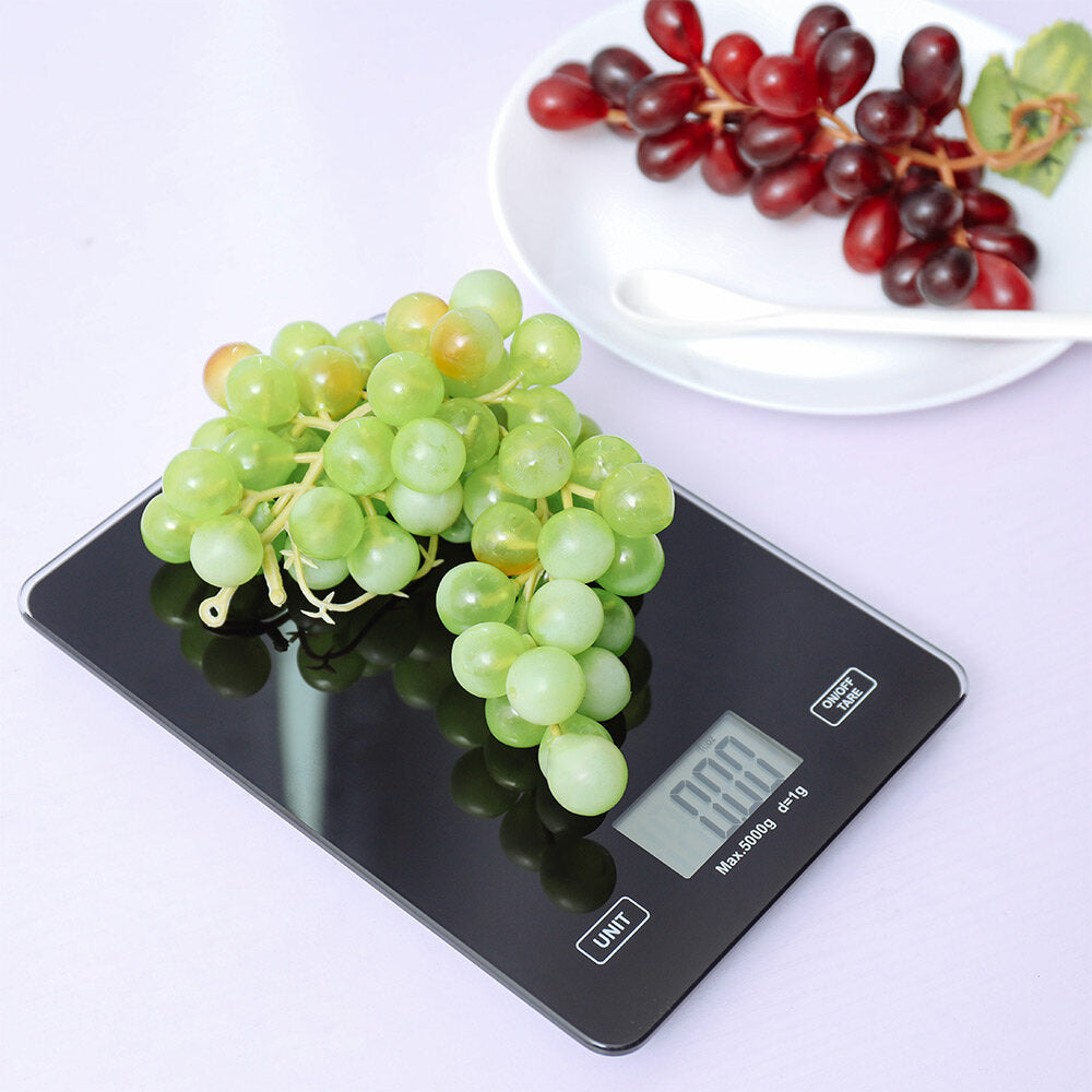 Digital Kitchen Toughened Glass Scale 1g/5kg Food Scale Ultra Slim Tempered Glass LCD Display Kitchen Baking Mesuring Tool