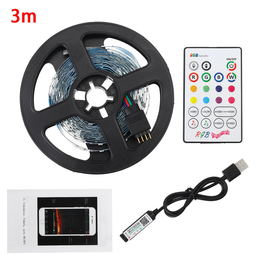 1M/2M/3M/4M/5M bluetooth APP 3528SMD RGB USB LED Strip Light Indoor String Tape Lamp + Remote Control