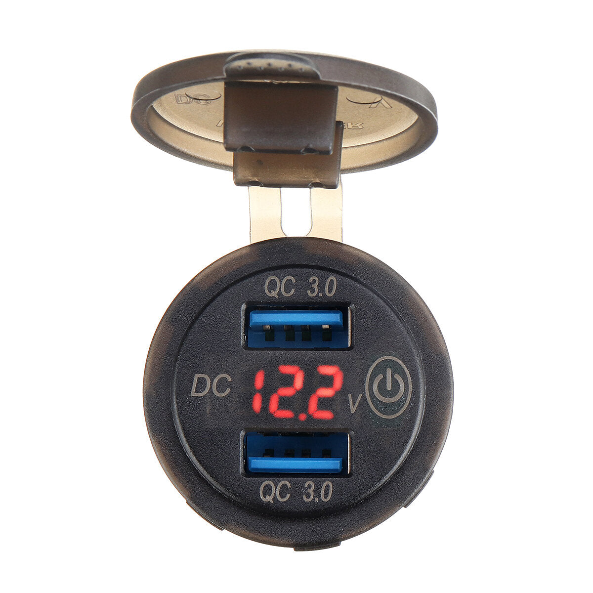 12-24V Touch Switch Fast Charger Socket Voltmeter Dual USB LED Digital Display Voltage
