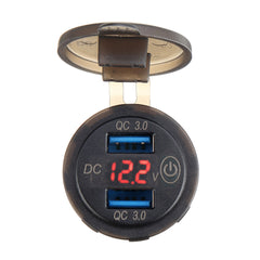 12-24V Touch Switch Fast Charger Socket Voltmeter Dual USB LED Digital Display Voltage