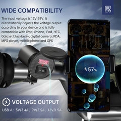 Waterproof Motorcycle USB Charger 12V 5V 1.5A Adapter for Phone & Mobile Devices - 112CM Cable Length