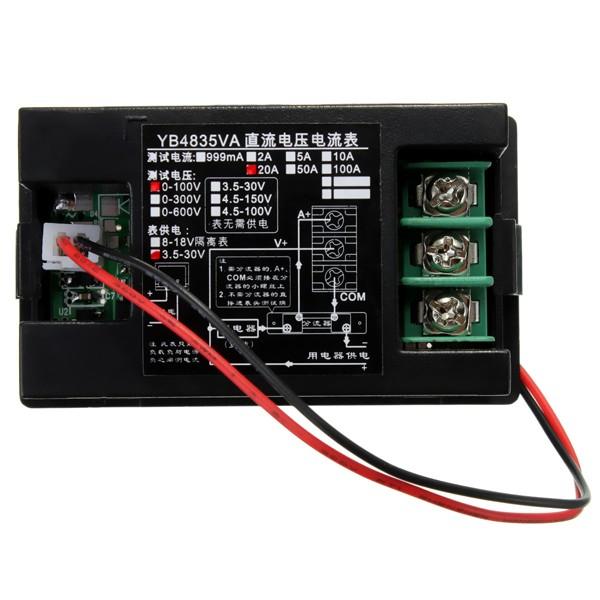0-100V 20A Double Display Volt Meter Current Meter Digital LED