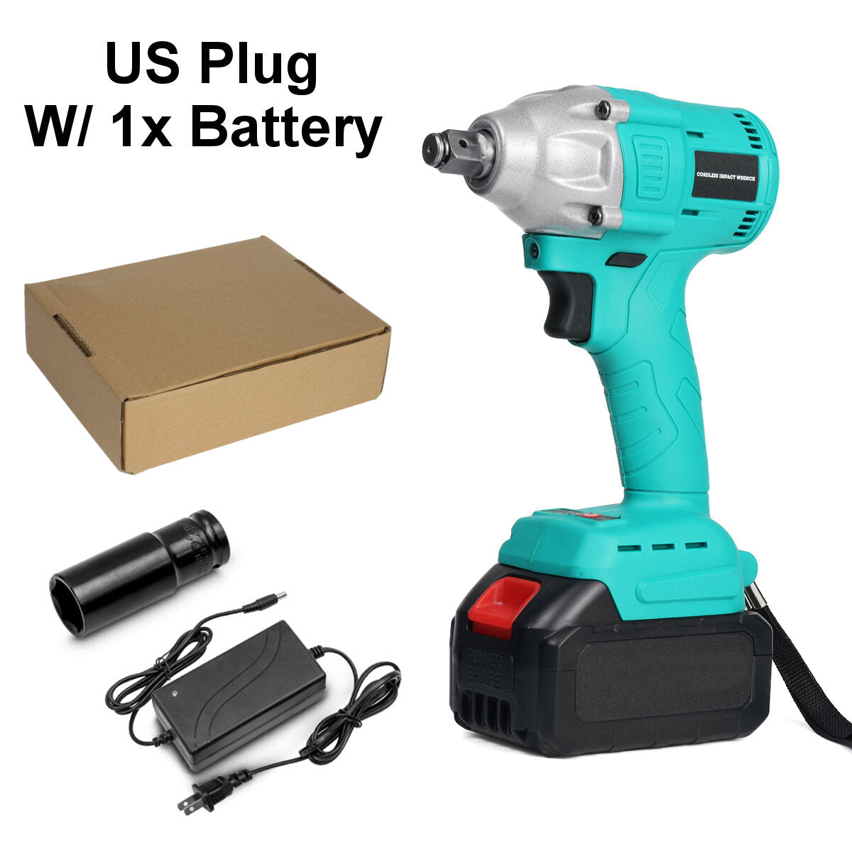 520N.M Cordless Electric Wrench EU/US/AU Plug Power Wrench With Li-ion Battery W/Sleeve Also For Makita Battery