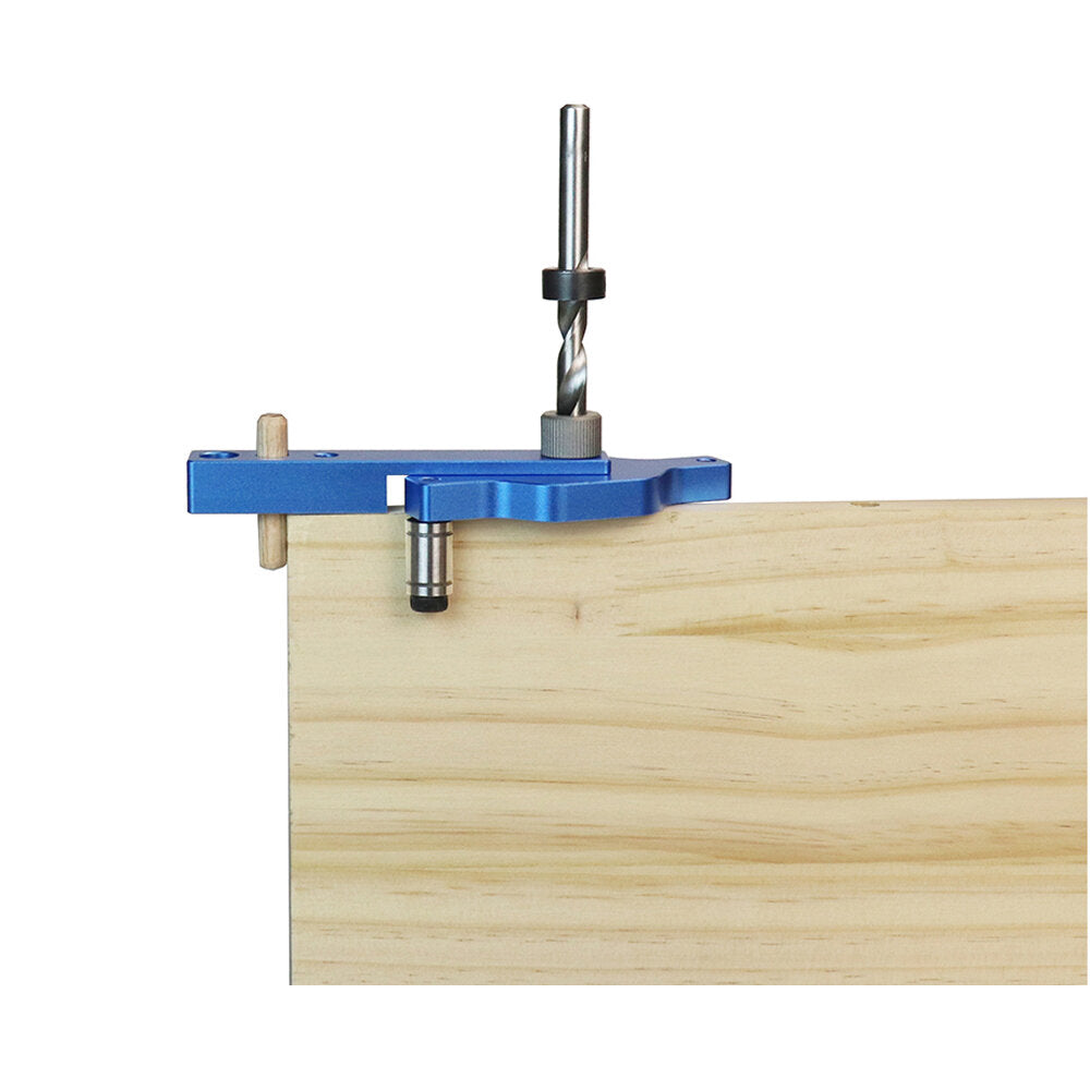 Aluminum Alloy Drill Guide Jig Set for Dowel Drilling with 6mm, 8mm, 10mm Bushings - Corrosion Resistant, Blue