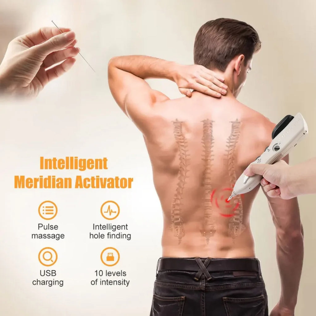 Electric Acupuncture Pen with LCD, 10 Intensity Levels, Rechargeable, for Pain Relief & Self-Treatment