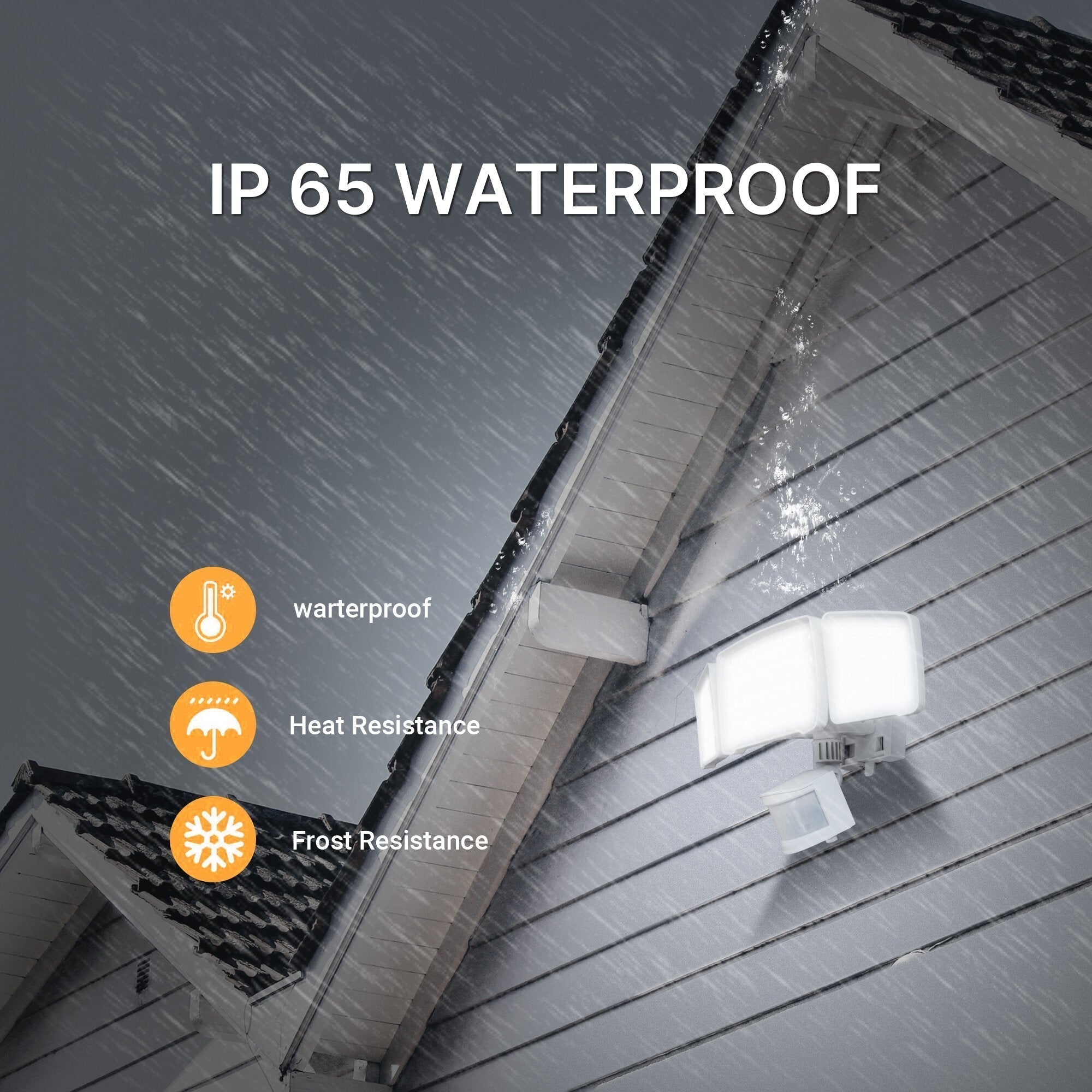 20W Motion Sensor Three-Head Solar Light 3 Working Modes 2000LM 21m Sensing Range Waterproof IP65