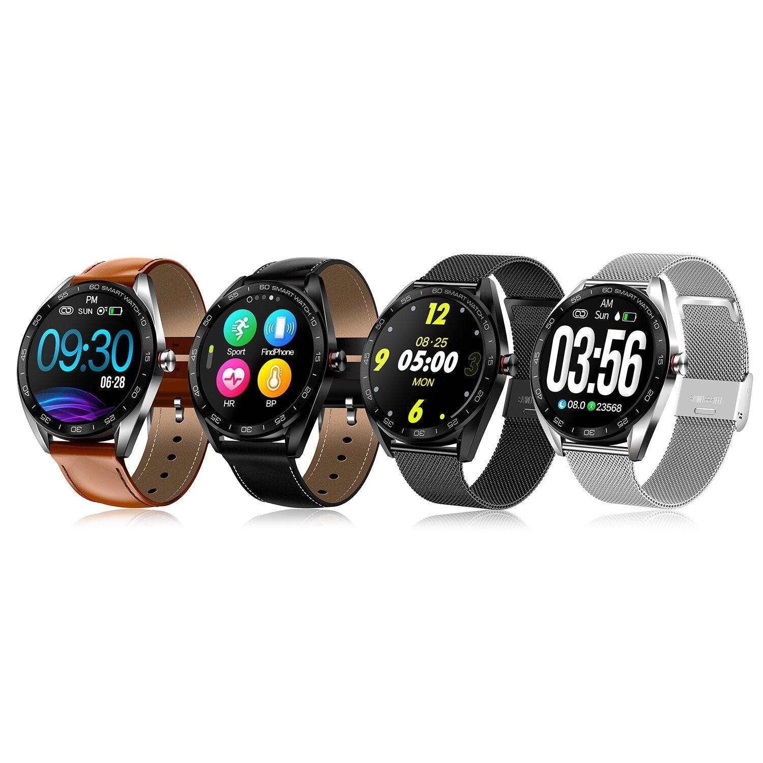 Full Touch Color Screen Smart Watch Multi Function Business Style HR and Blood Pressure Monitor Wristband