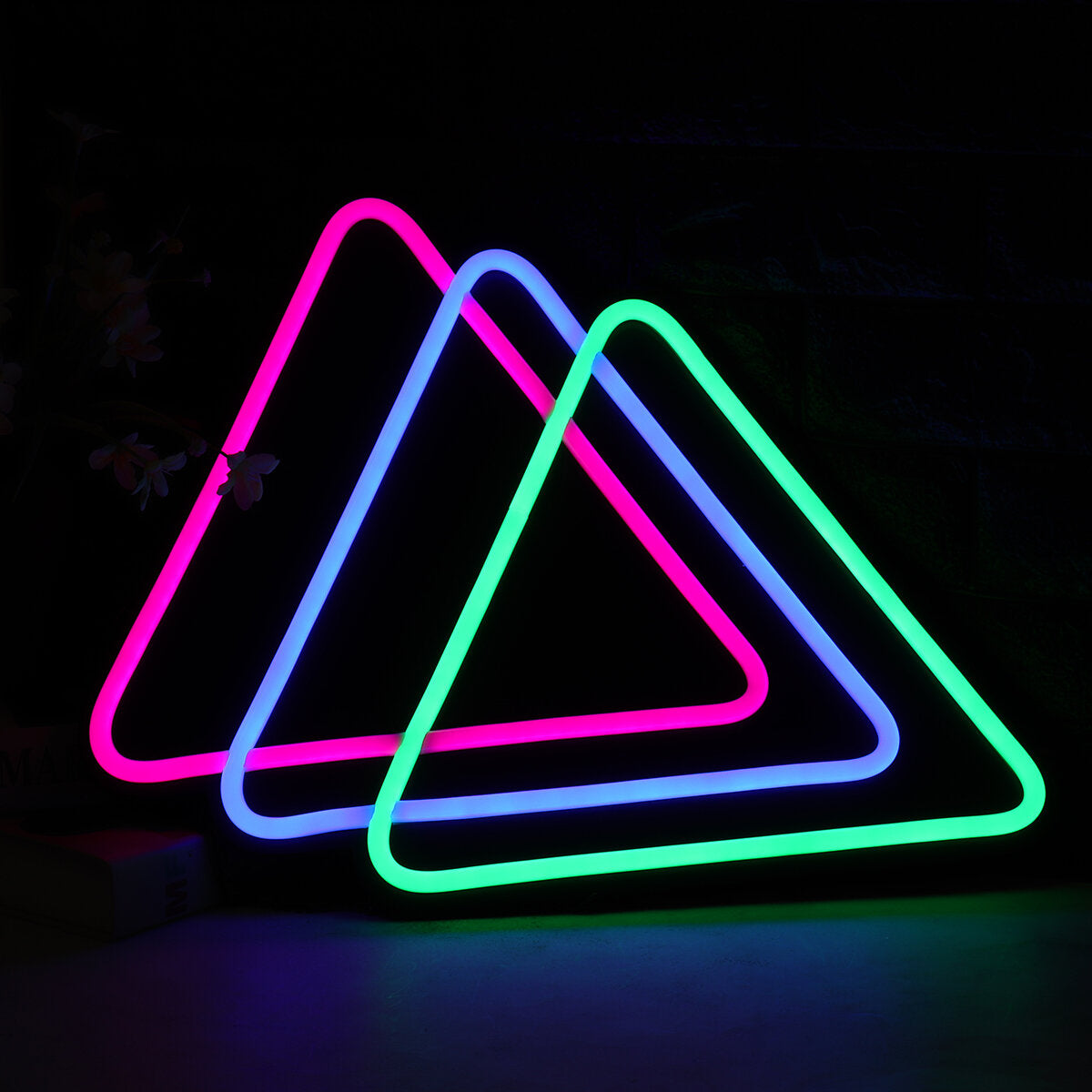 Triangle LED Neon Sign Light Hanging Party Store Visual Artwork Lamp Wall