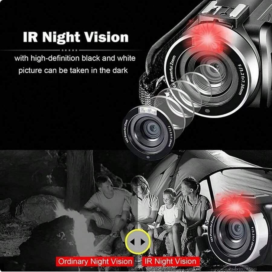 4K Ultra HD Camcorder with 48MP, 18x Zoom, Night Vision, Remote Control, and HDMI Output - Perfect for Videos & Photos