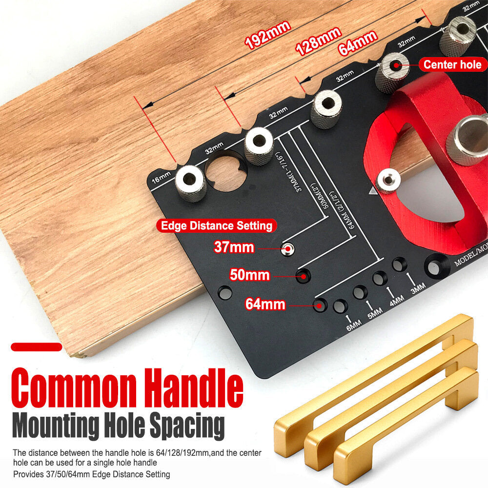 Adjustable Hinge Punch Locator Kit with 35mm Hole Opener, Drill Bits & Positioning Tools for Precise Installations