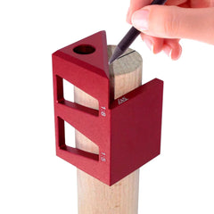 45/90 Degree Center Finder Square Jig - Precision Aluminum Alloy Ruler for Woodworking Measurements, Red