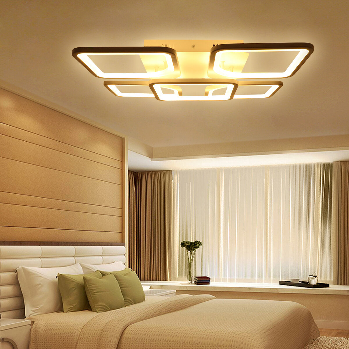4300LM 900 LED Ceiling Lamp 5Pcs Cube Living Room Bedroom Pendant Light+Remote