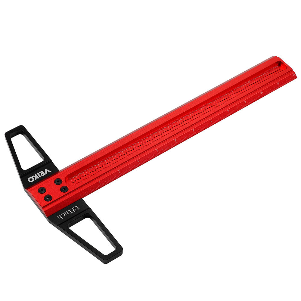 12 to 30 Inch Aluminum Alloy Precision Woodworking Scriber Positioning Marking T Ruler 1/16 Inch Per Hole