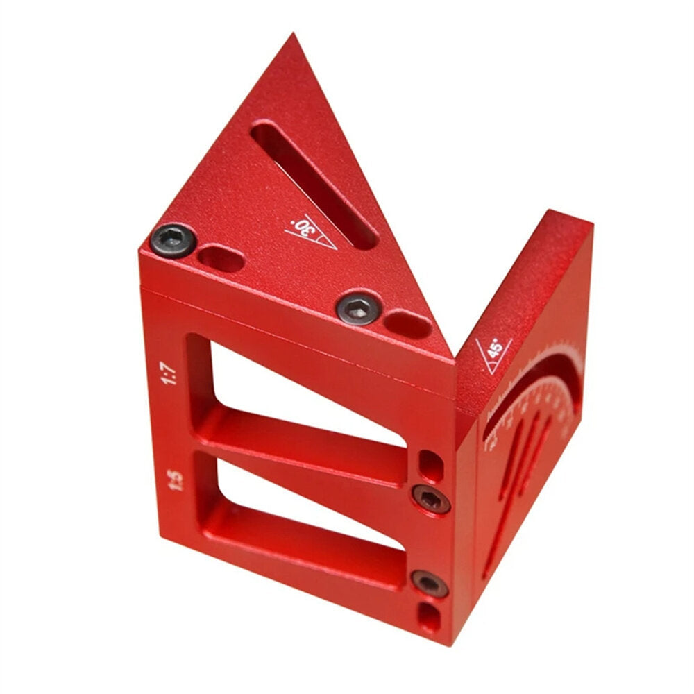 Multifunctional Woodworking Ruler - T-Shaped Marking, Angle Measurement, Dovetail Joint, Aluminum Alloy, Red/Black