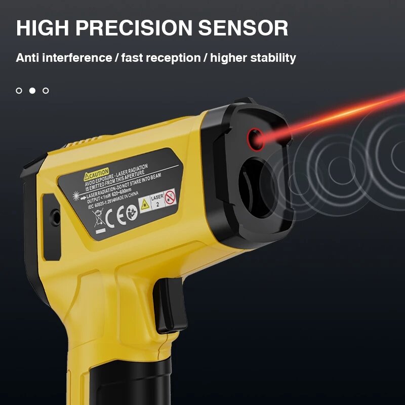 -50~800 LCD Color Display Non-Contact Infrared Thermometer High Temperature Infrared Laser Electronic Thermometer IR Thermometer Pyrometer