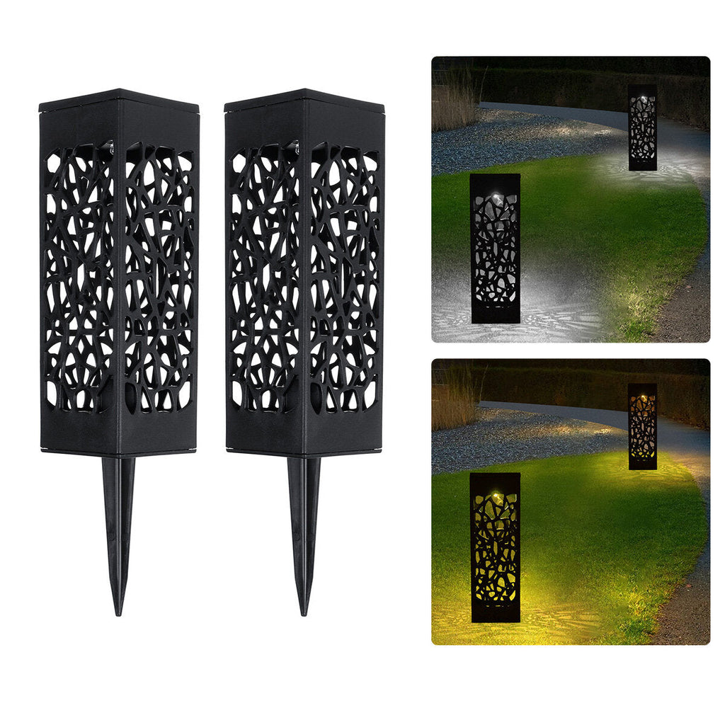 2Pcs Solar Powered Garden Post Lights Waterproof LED Outdoor Patio Yard Lawn Holidays Decor