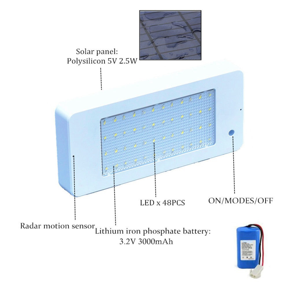 Solar Powered 48 LED Motion Sensor Waterproof Wall Light Outdoor Garden with 4 Modes