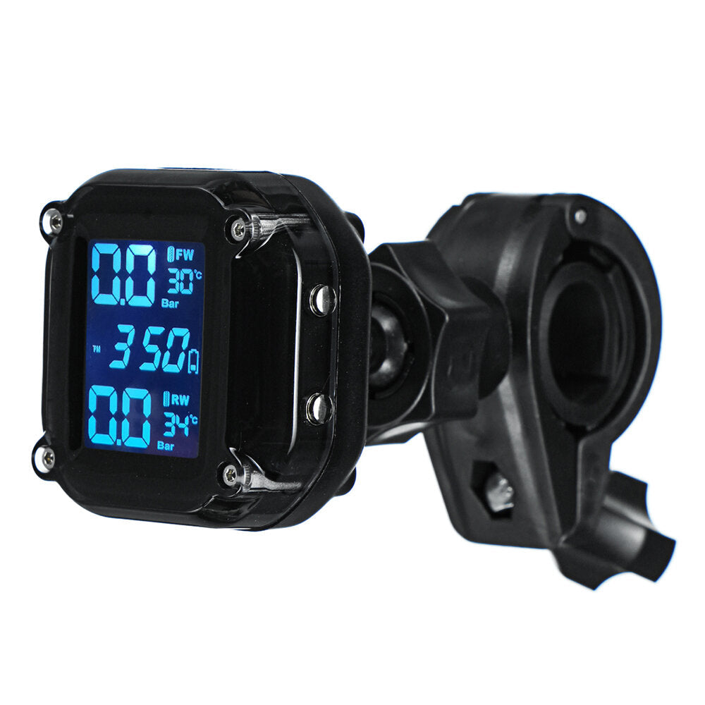Motorcycle Tire Pressure Monitoring System Real Time Sun Protection LCD Display 2 External WI Sensor Motor TPMS