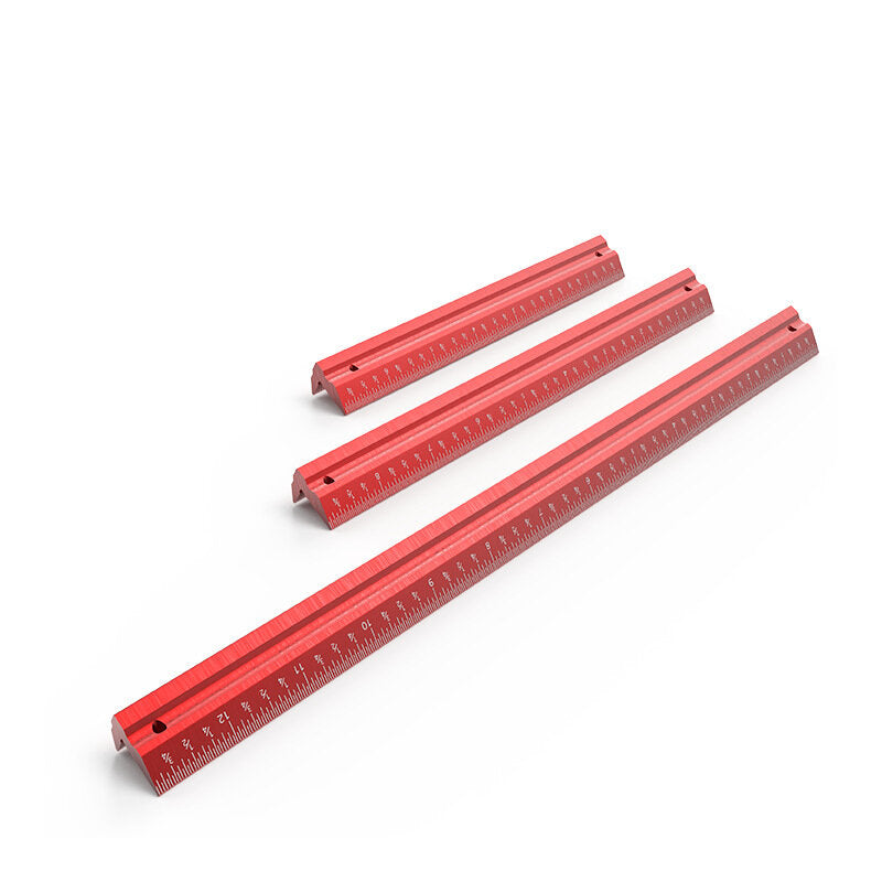 V-Shaped Woodworking Measuring Ruler Set - 3 Sizes (6IN, 8IN, 12IN), Durable Aluminum Alloy, Dual-Sided, CNC Precision