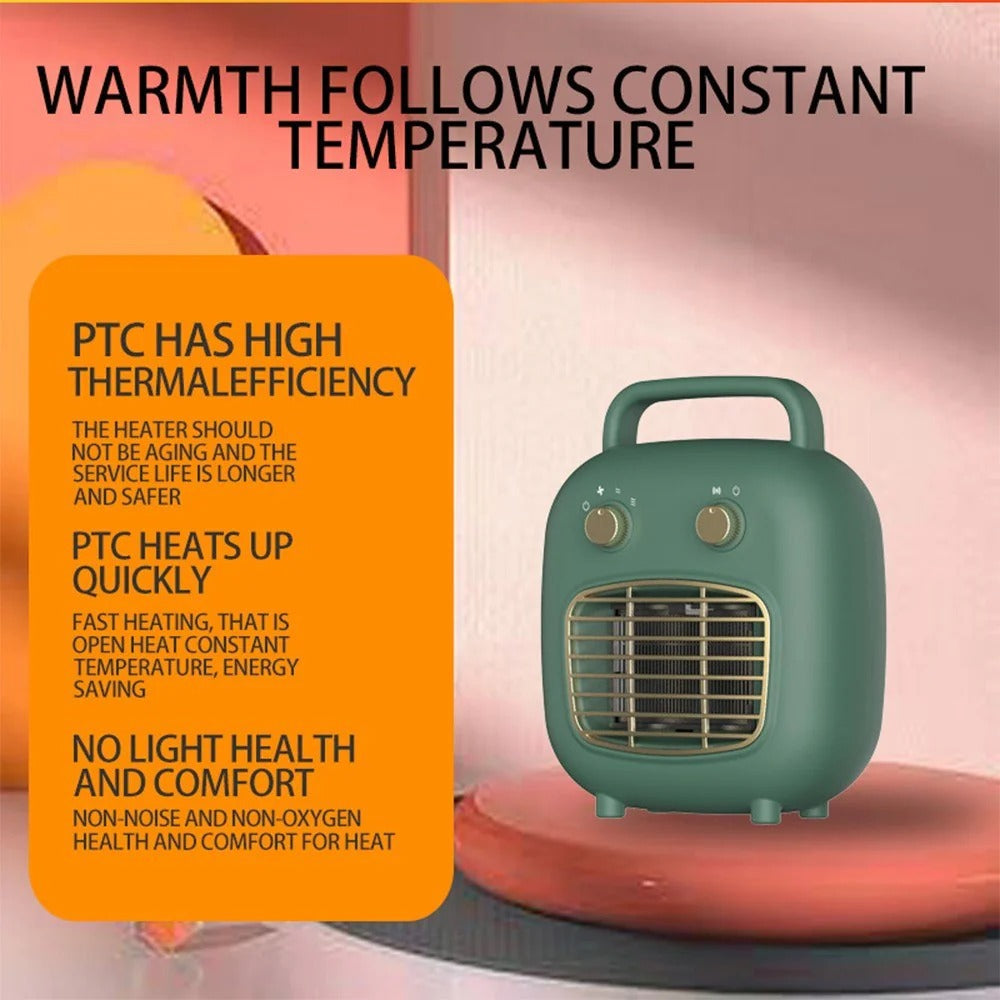 800W PTC Ceramic Space Heater with Human Sensor, Low Noise, Fast Heating, Tip-Over & Overheat Protection, 3 Adjustable Gears for Indoor Use