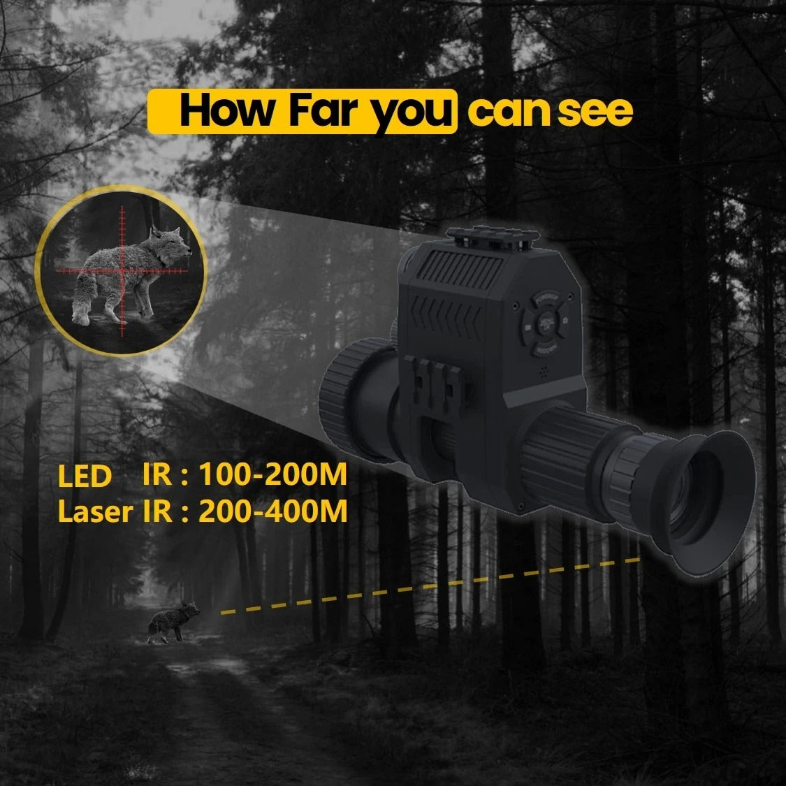 940 Plus Night Vision System with HD AMOLED Screen, DVR, and Scope Attachments for Hunting & Wildlife Observation