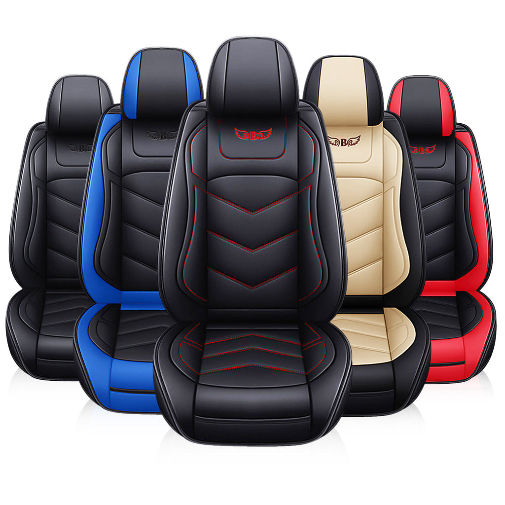 1/5PCS Single/Full Seat Cover Universal Full Leather Car Front Seat Mat Breathable Cushion Pad Set