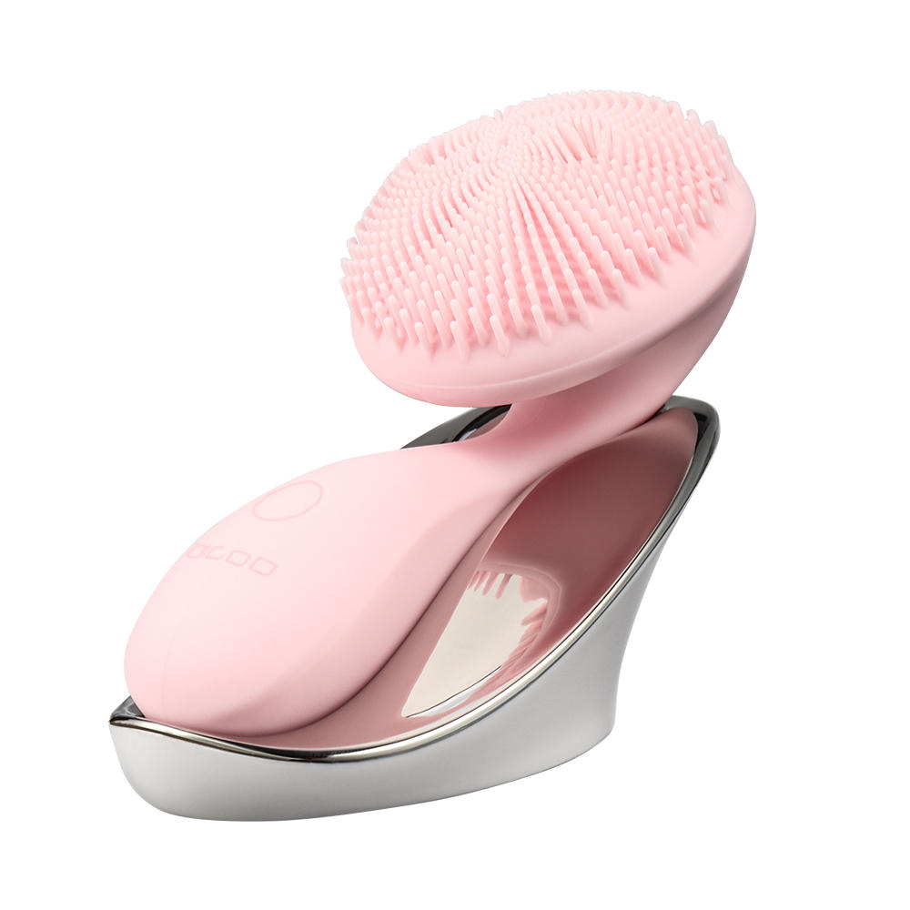 Silicone Ultrasonic Facial Brush Cleansing Brush Face Body Cleanser 4 Function Modes with Rotating Magnetic Beads Skin Rejuvenation