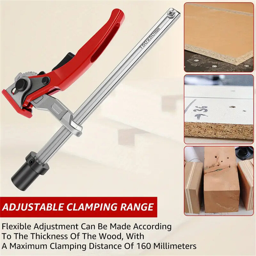 Woodworking Desktop Fixing Clamp - Adjustable 160MM Hold Down, Durable Zinc Alloy, Quick Press Technology, Red