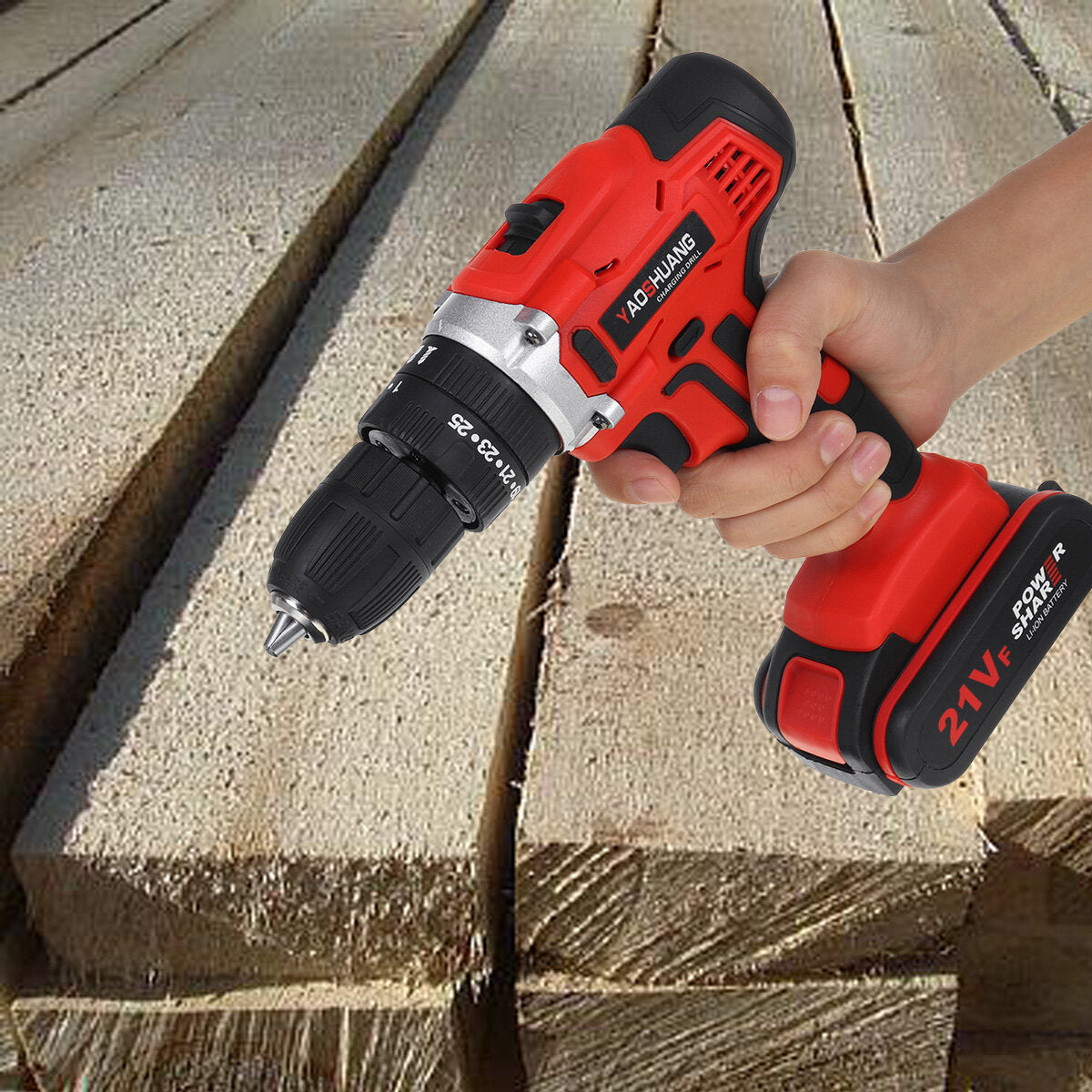 12/18/21V Electric Power Torque Impact Drill Cordless Hammer Screwdriver 25+3 35NM-56NM Power Tool