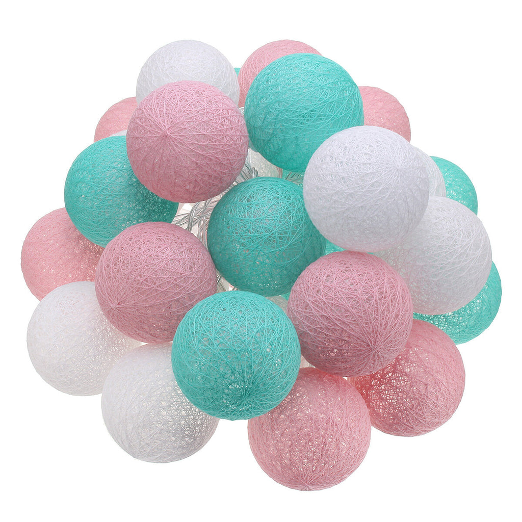 Battery Powered 30LEDs Pastel Cotton Ball String Lights for Holiday Decoration
