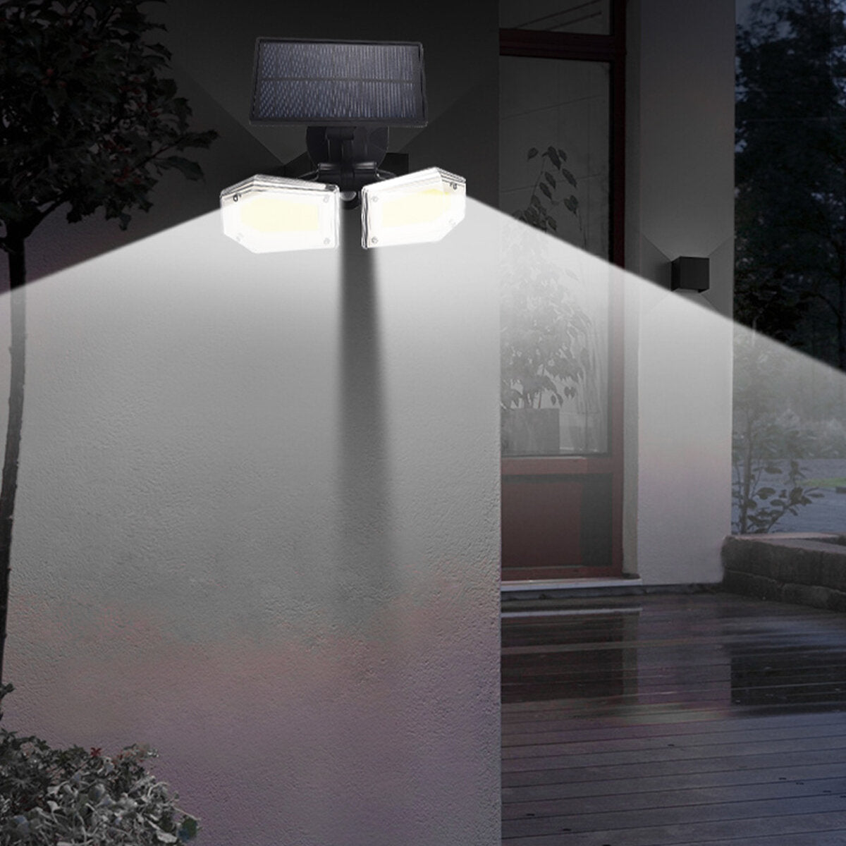 78SMD/130COB Solar Wall Light Waterproof Double Head Outdoor Garden Security Lamp