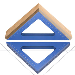 Aluminum Alloy Triangle Ruler - Laser-Engraved Scales, Compact & Portable, Anti-Rust, 45-Degree Angle, Red/Blue Options