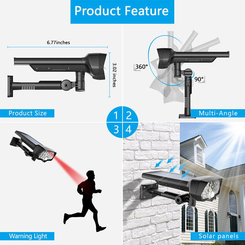 30W 16LED Solar Panel Street Light PIR Motion Sensor 360 Diming Outdoor Wall Lamp for Garden Road Pathway