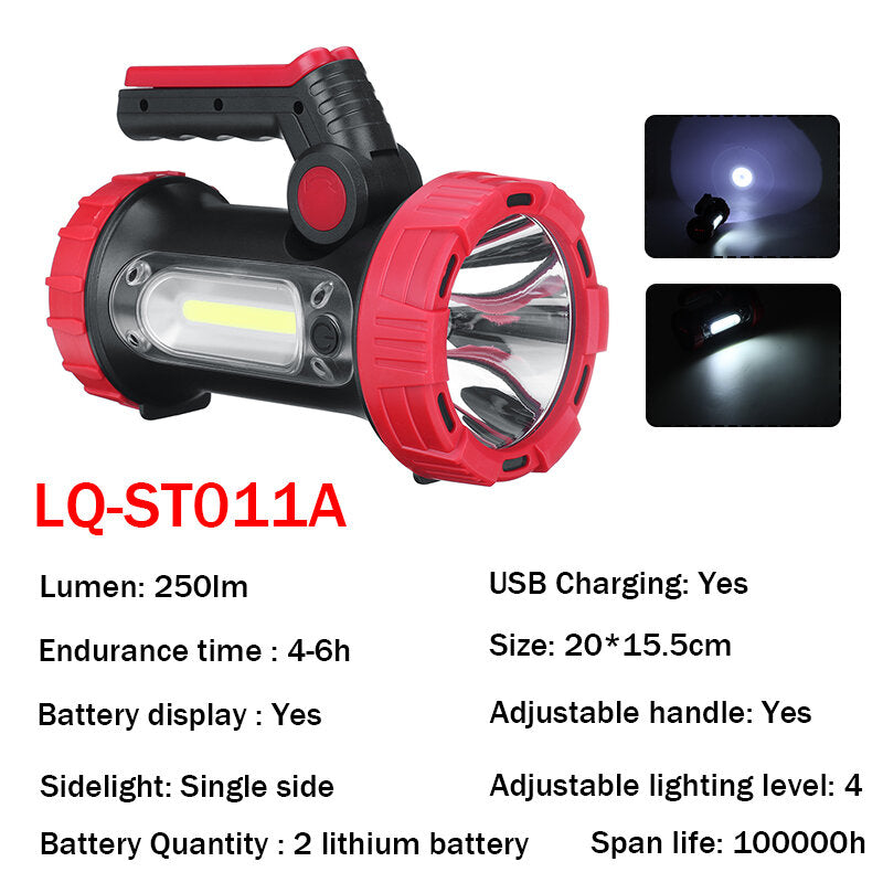 Super Bright Searchlight LED Portable Camping Light Handheld Rechargeable Flashlight