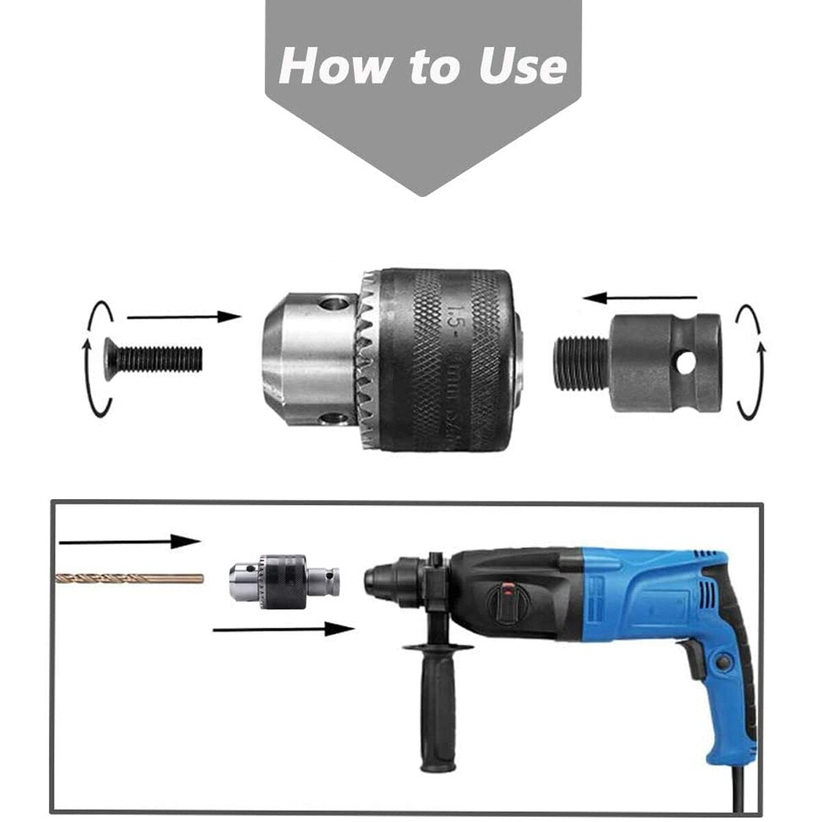 10mm Drill Chuck Drill Adapter 1/2 Inch Changed Impact Wrench Into Eletric Drill
