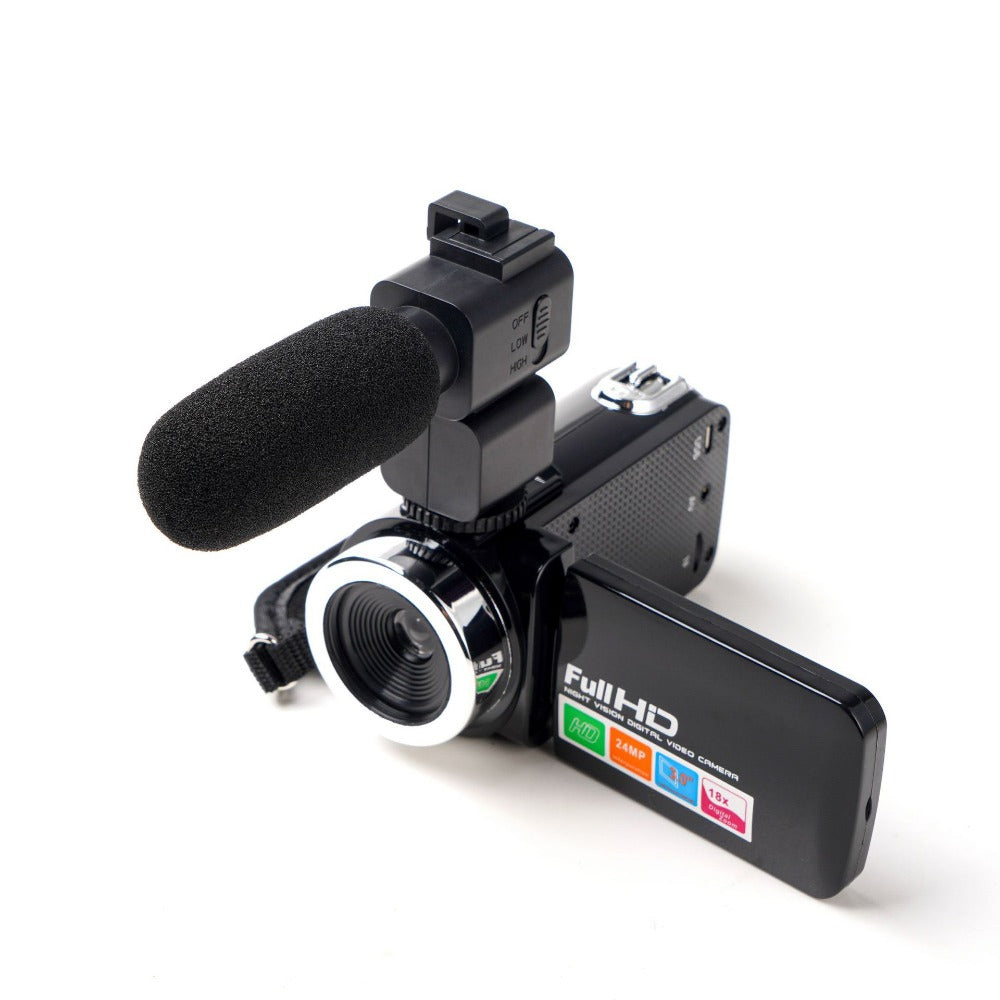 4K Full HD 1080P 24MP 18X Zoom 3 Inch LCD Digital Camcorder Video DV Camera 5.0MP CMOS Sensor for YouTube Vlogging