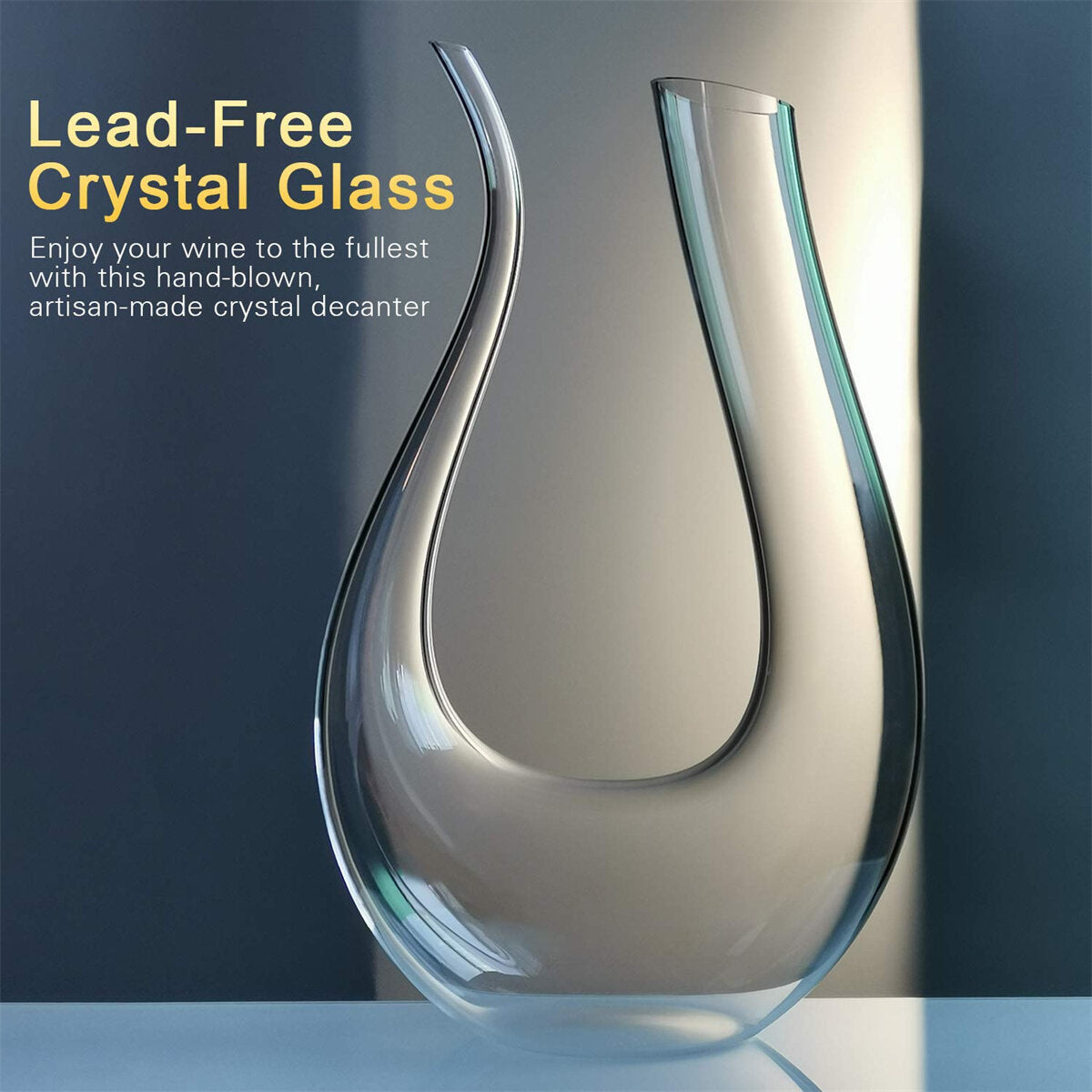 1200ml Luxurious Crystal Glass U-shaped Horn Wine Decanter Wine Pourer Red Wine Carafe Aerator
