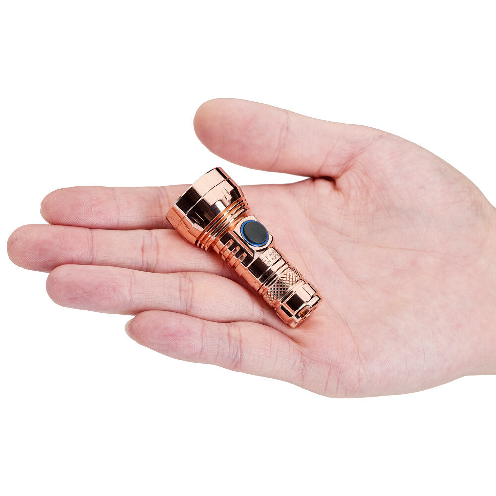 Copper/Brass 450LM 300m EDC Flashlight with 10180 Battery USB Rechargeable Mini & Long Distance Powerful LED Torch