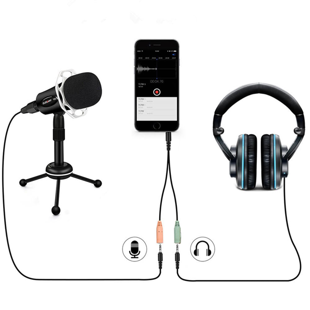 3.5mm Condenser Microphone Home Studio Portable Microphone for PC Computer Phone