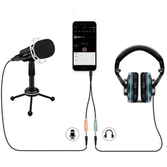 3.5mm Condenser Microphone Home Studio Portable Microphone for PC Computer Phone